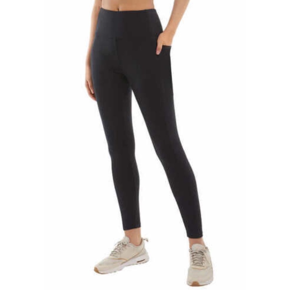 DANSKIN Satin Stitch 7/8 Legging Black Salt size L‎ Pockets Athleisure